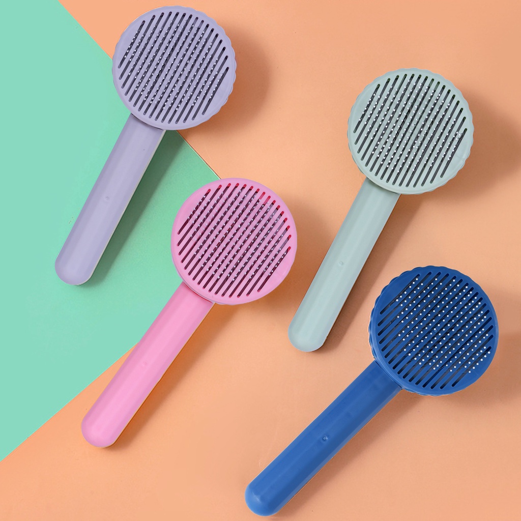 Lược chải lông mèo chó poodle phốc sóc thú cưng giá rẻ có nút bấm Pancake