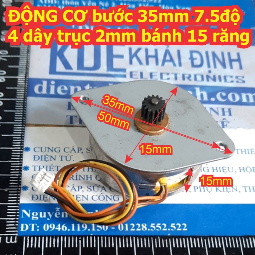 ĐỘNG CƠ bước 35mm 7.5độ 4 dây trục 2mm BR săt 15R kde3085