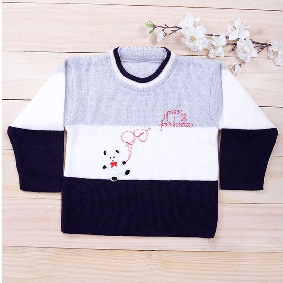 Áo Len Dài Tay Giữ Ấm Bé Trai - Cổ Tròn