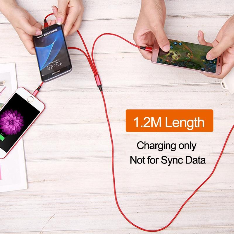 Dây Cáp Sạc Truyền Dữ Liệu usb 3 Trong 1 Cho iphone / android / type-c