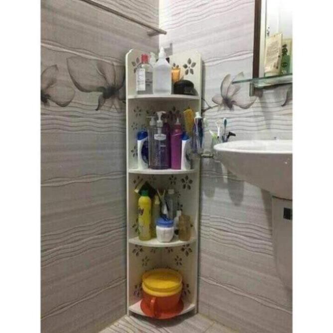 Kệ góc hoa văn tam giác 4 tầng đẹp trang trí nhà cửa, giá kệ đồ xinh