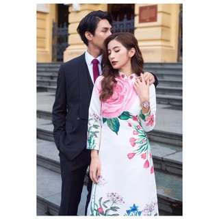 Áo Dài Truyền Thống Đẹp, Áo Dài Có Cổ Tay Lửng Chất Liệu Gấm Dày Cao Cấp Họa Tiết Sang Trong Quý Phái, Form Tôn Dáng