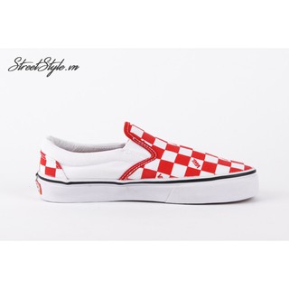 Giày Slip On Caro Đỏ Trắng - VASLO-DOTRLOGO
