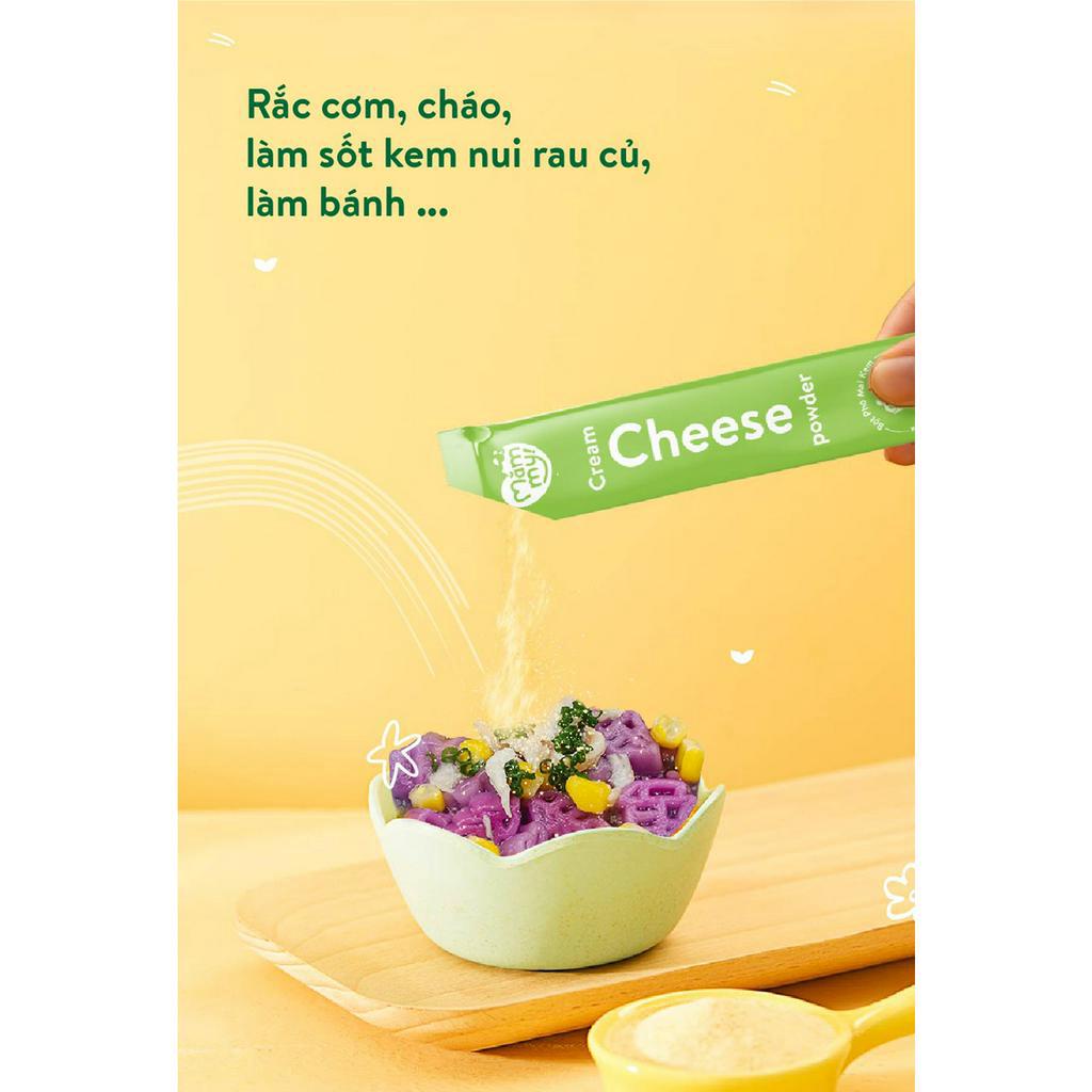 Phô mai tách muối Mămmy dạng bột rắc cơm, cháo cho bé ăn dặm, hộp 10 ống