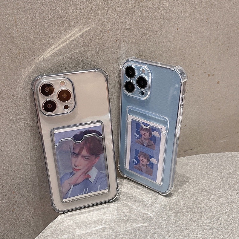 Ốp lưng iPhone 6plus đến 14 Pro max, 13 pro max , 12 Pro max 11, Xs max ốp dẻo chống sốc có ngăn Gài thẻ ảnh trong suốt