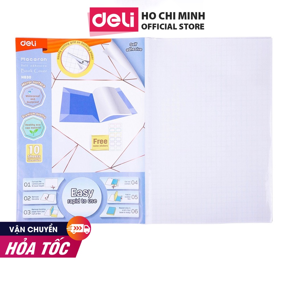 Decal bọc vở trong suốt Deli - 10 chiếc - Phù hợp với nhiều loại sách vở - EH830