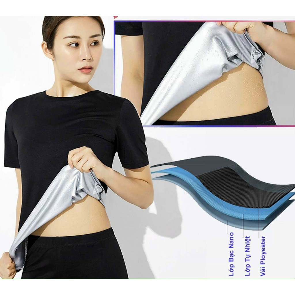 Áo Sinh Nhiệt Đổ Mồ Hôi Đốt Mỡ Bụng Eo Vai Bắp Tay, Áo Tập Gym, Zumba, Aerobic, Chạy Bộ Giúp Giảm Cân Hiệu Quả