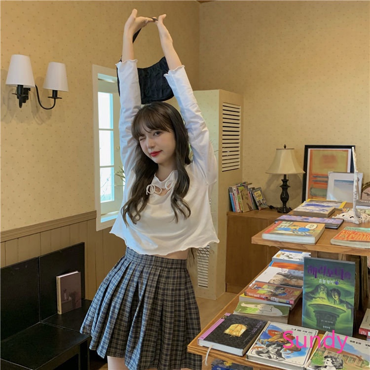 Plus Áo Thun Tay Dài Đính Nơ Kiểu Hàn Quốc Thời Trang Mùa Thu Cho Nữ