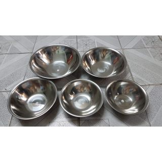 Combo 5 cái thau 18 ,20,22,24,và 28cm inox 430 cao cấp ,dày 5zem