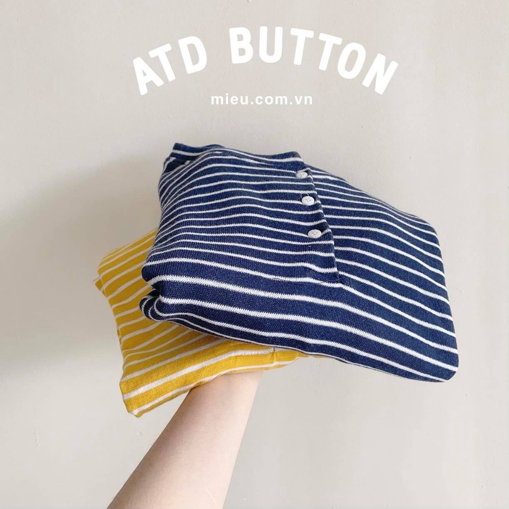[Miều-SALE] Áo tay dài form rộng họa tiết sọc ATD Button