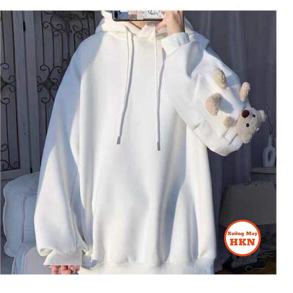 Áo Hoodie Nữ Tay Gấu Bông Mũ Có Tai 3 Màu Chất Liệu Nỉ Mã 642 Xưởng May HKN