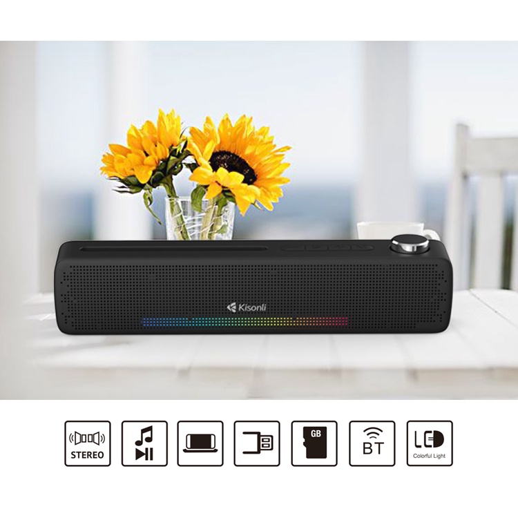 Loa bluetooth Kisonli LED-905 led RGB, có giá đỡ, hỗ trợ thẻ nhớ/USB/AUX/FM  - Nhất Tín Computer