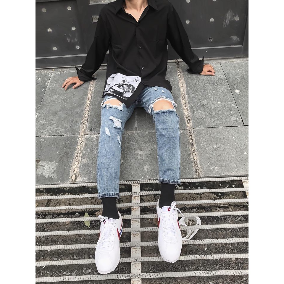 Baggy jean rách ver.2  YAYSHOP cực cá tính