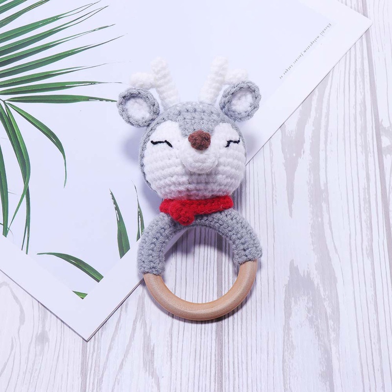Bộ 3 Món Đồ Chơi Vòng Tay Núm Vú Giả Hình Hươu Đan Móc Kẹp Núm Vú Giả Cho