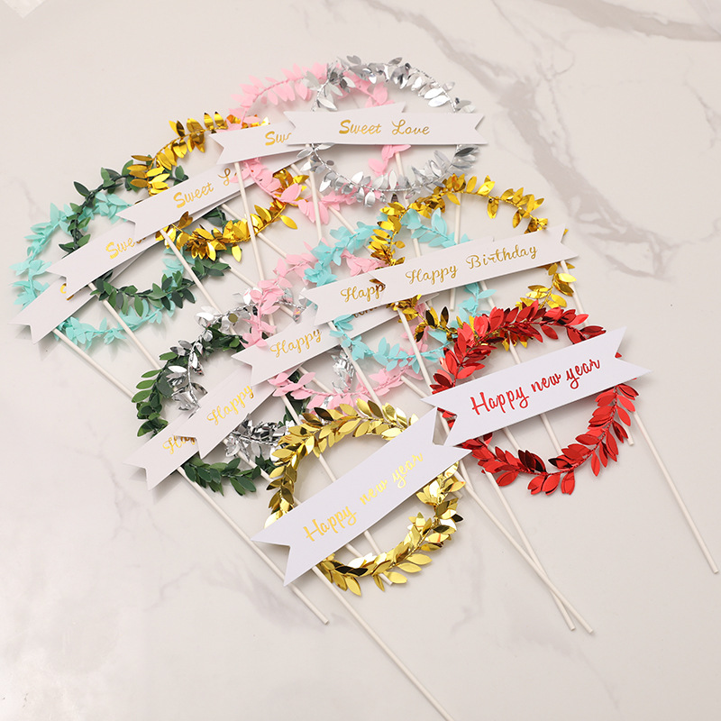 Vòng Lá Xanh Nhân Tạo Trang Trí Bánh Kem Sinh Nhật