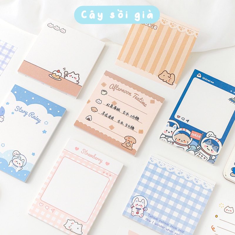 S61 - Set 50 tờ giấy ghi chú note học tập dễ thương Paper Dyeing trang trí sổ bullet journal - Cây Sồi Già