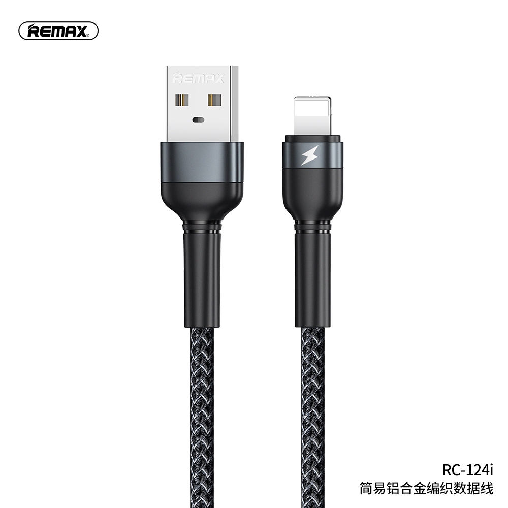 Cáp dữ liệu bện hợp kim nhôm Remax jany rc-124i / rc-124a 2.4a max