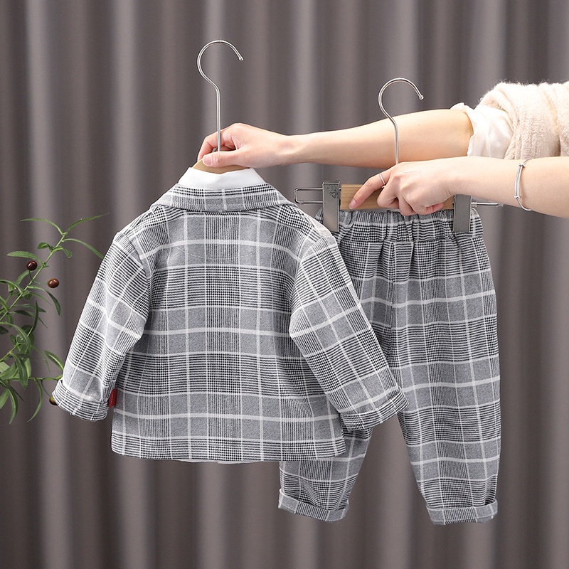 Bộ Đồ Vest Kẻ Sọc Ca Rô Kiểu Anh Thiết Kế Lịch Lãm Cho Bé Trai