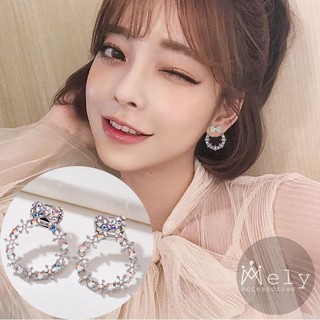 Bông tai tròn đính đá - mely 1115