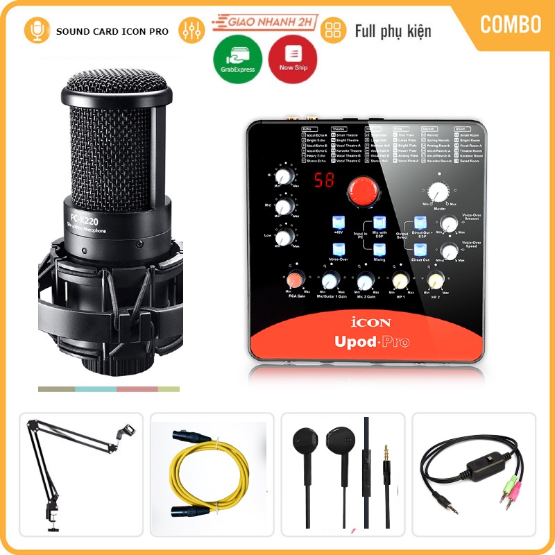 Bộ Mic Hát Livestream Sound Card ICON UPOD PRO &amp; Mic TAKSTAR PC K220 . Livestream , Thu Âm , Thu Giọng Đọc. BH 12 Tháng