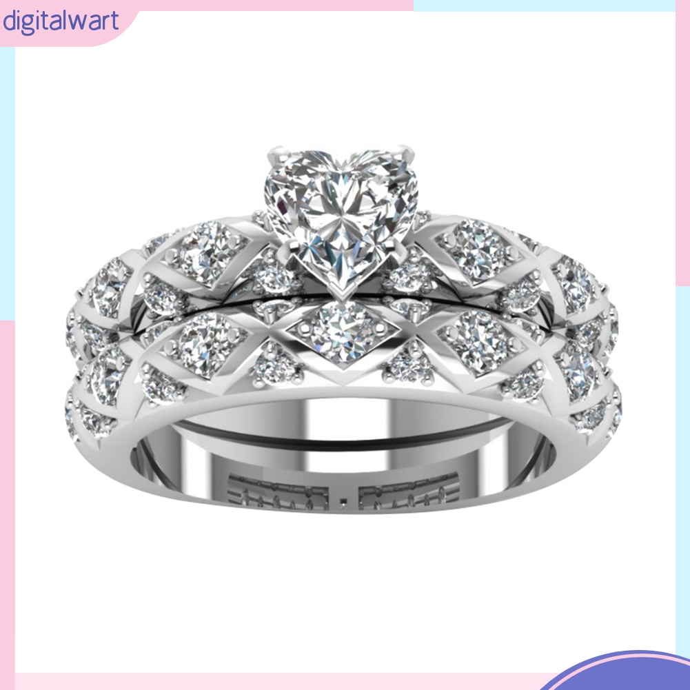 Nhẫn Hợp Kim Mặt Hình Trái Tim Đính Đá Xinh Xắn Cho Nữ