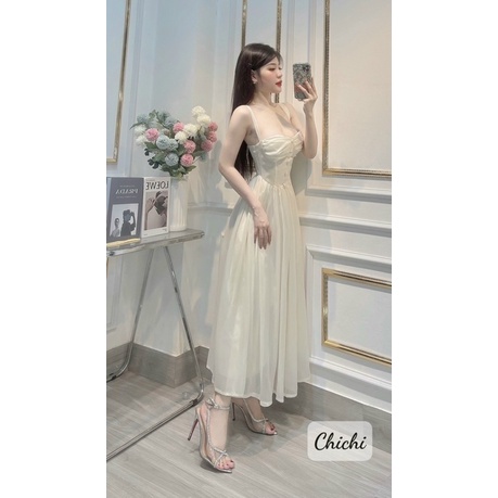 Váy maxi tơ cúc bọc