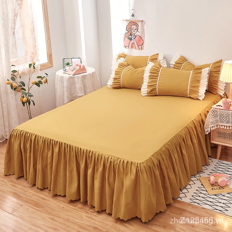 New Spot Váy Phủ Quanh Cạnh Giường Màu Trơn Chống Trượt Phong Cách Hàn Quốc Mới R0T9 | BigBuy360 - bigbuy360.vn