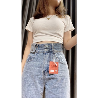 Quần baggy jeans nữ dáng cạp cao