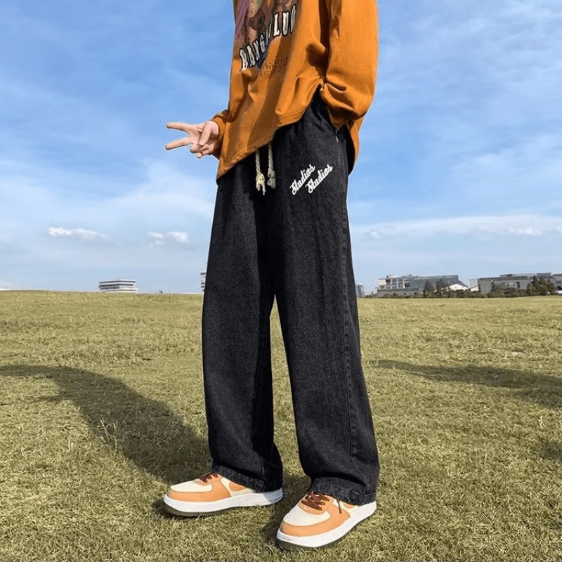 Quần jeans Dài In Chữ Phong Cách Thời Trang Hàn Quốc Cho Nam Giới Có size Lớn S-3XL