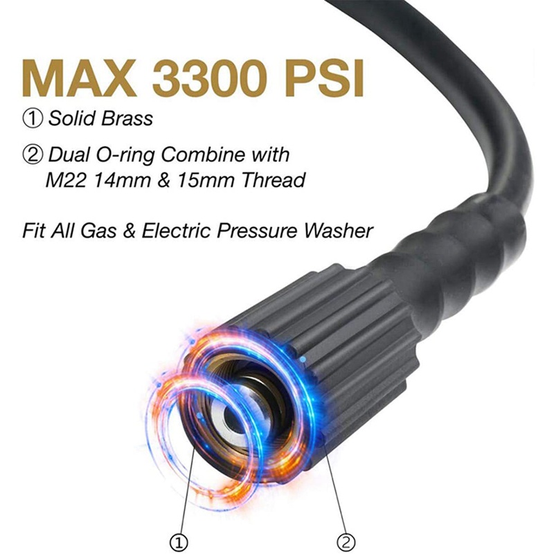 Vòi Phun Nước Áp Suất Cao 50Ftx 1 / 4 Inch 1600PSI M22 14mm Và M22 15mm