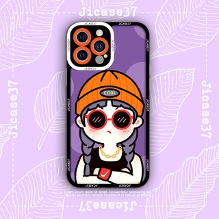 Ốp lưng iphone và samsung xiaomi oppo cạnh vuông Jicase cool girl nền màu tím 