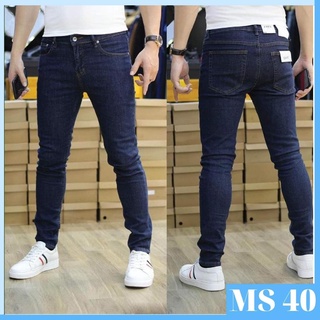 Quần jean nam màu xanh trơn không rách gối chất bò cao cấp co dãn 4 chiều đẹp from dáng rin skinny YuMy JM4808
