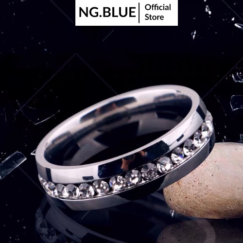 Nhẫn nam thời trang đính đá màu bạc đẹp cá tính phong cách Hàn Quốc nhẫn nam titan đính đá không gỉ cho nam và nữ N7.
