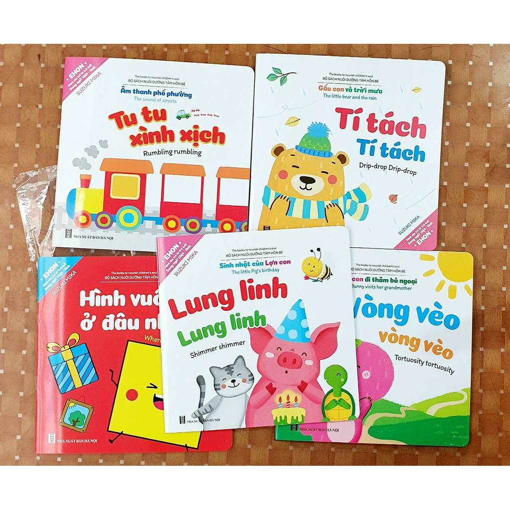 Sách - Combo 05 cuốn ehon song ngữ Việt - Anh dành cho trẻ 0 - 6 tuổi (Phiên bản có âm thanh)