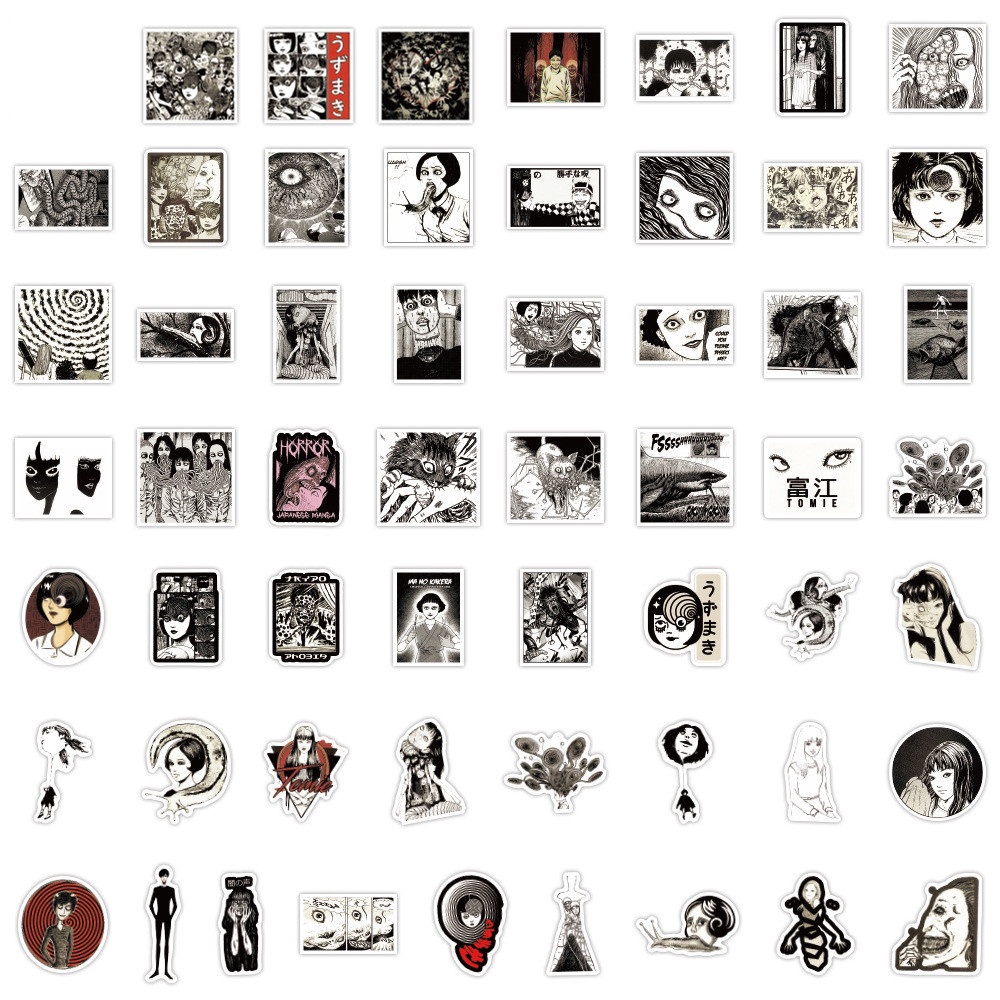 108Pcs/Set ❉ Junji Ito Classical Horror Comics Series B Stickers ❉ Manga Tomie Uzumaki Souichi Tsujii DIY Fashion Mixed Waterproof Doodle Decals Stickers