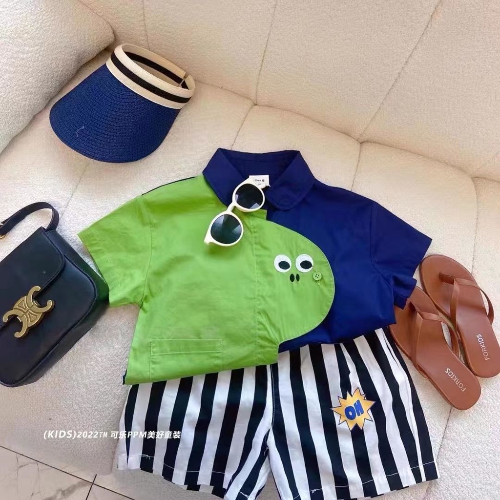 Áo Sơ Mi Ngắn Tay Họa Tiết Hoạt Hình Thời Trang Mùa Hè Hàn Quốc 2023 Dành Cho Bé