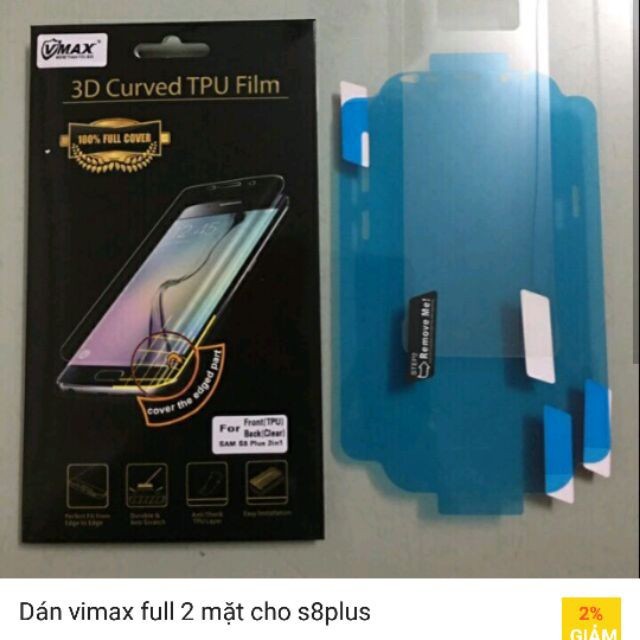 Dán cường lực dẻo Samsung S8 - S8 Plus mặt trước sau hãng Vimax