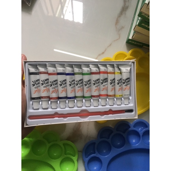 12 màu acrilic vẽ tranh trên đá, trên vải