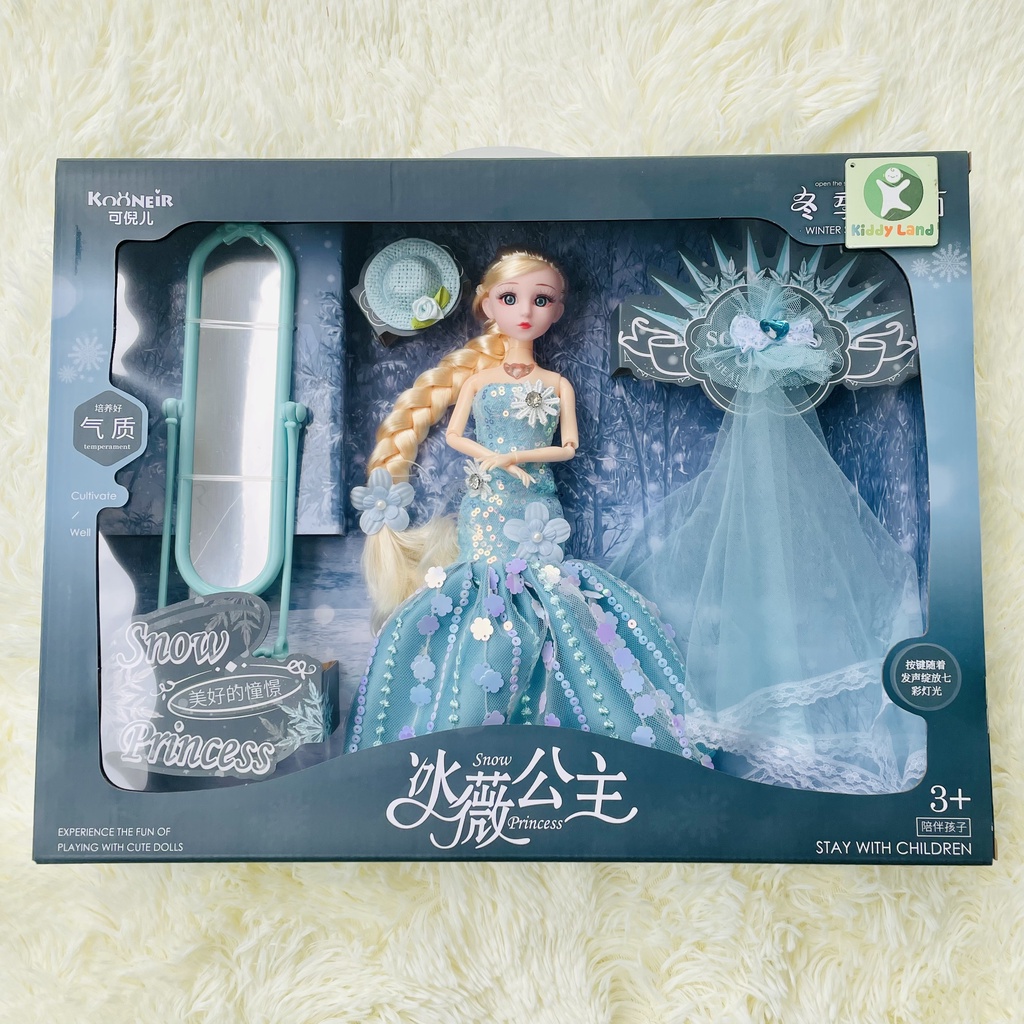 Đồ chơi Búp bê Elsa 5D Kèm Phụ Kiện Doll Nữ Hoàng Băng Giá Hàng Đẹp Cỡ To tóc mây tết tóc cho bé