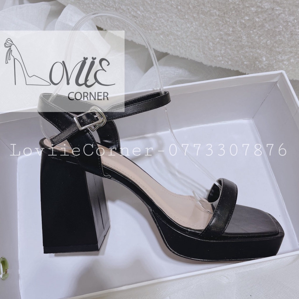SANDAL CAO GÓT LOVIIECORNER - GUỐC NỮ MŨI VUÔNG 10 PHÂN - GIÀY THỜI TRANG QUAI NGANG MẢNH G220544