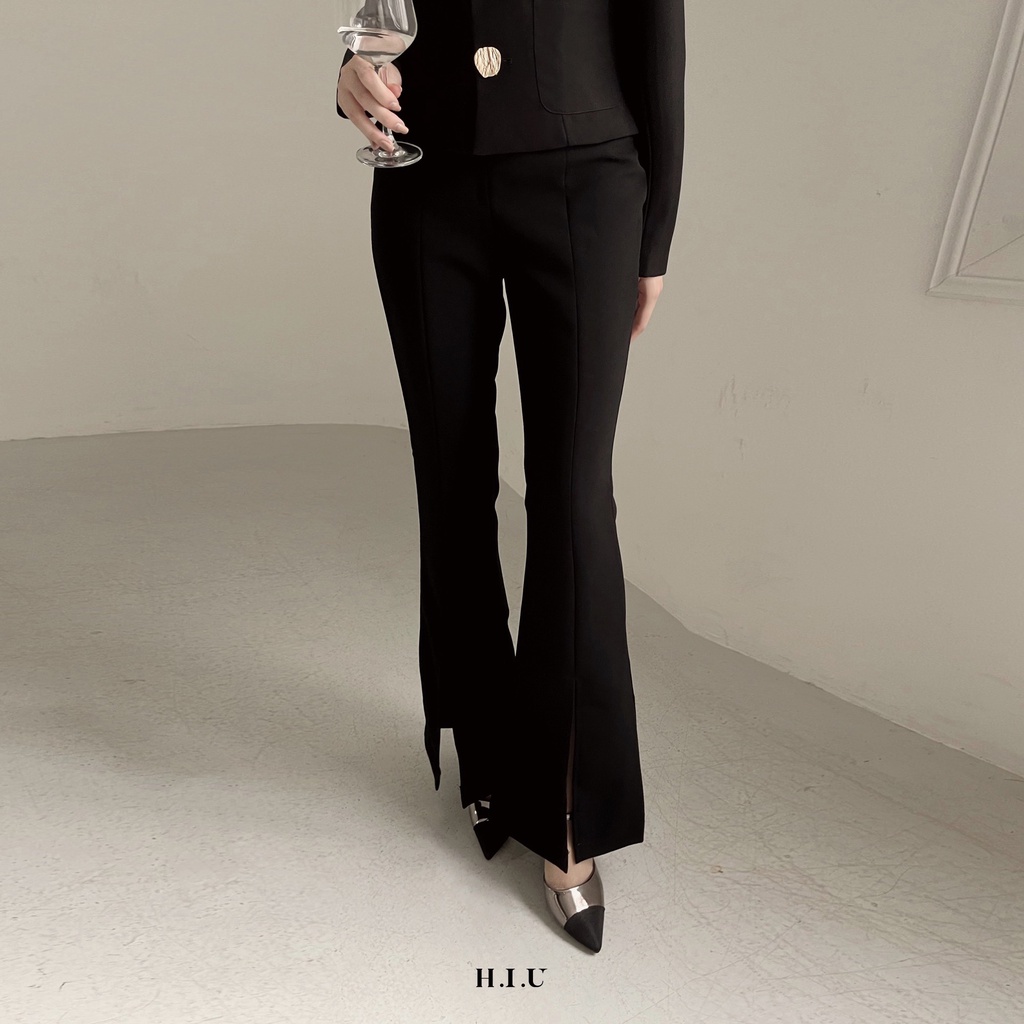 Quần nữ tây ống vẩy vạt xẻ thiết kế INA pant H.I.U Fashion , chất liệu tuyết mưa poni cao cấp ống rộng trend HIU design