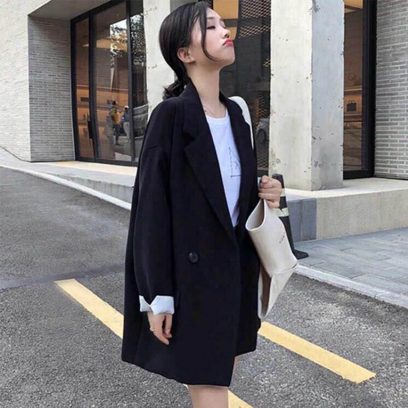 Áo khoác blazer dáng rộng màu trơn mẫu phong cách Hàn Quốc thời trang cho nữ