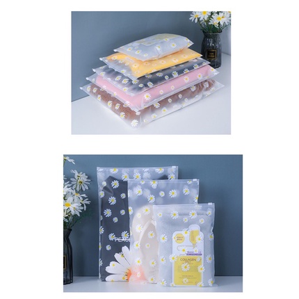 Set 5 Túi zip Đựng Giày Dép / Đồ Dùng Du Lịch Họa Tiết Hoa Cúc Nhỏ Xinh Thiết Kế Mới Tiện Dụng