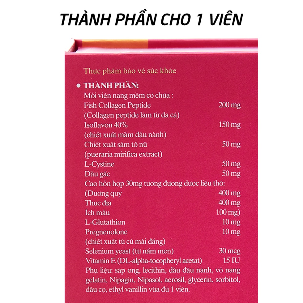 Viên uống đẹp da collagen, l-cystine, cao sâm tố nữ tăng cường nội tiết tố nữ, giảm nám sạm da - 30 viên [The Collagen]