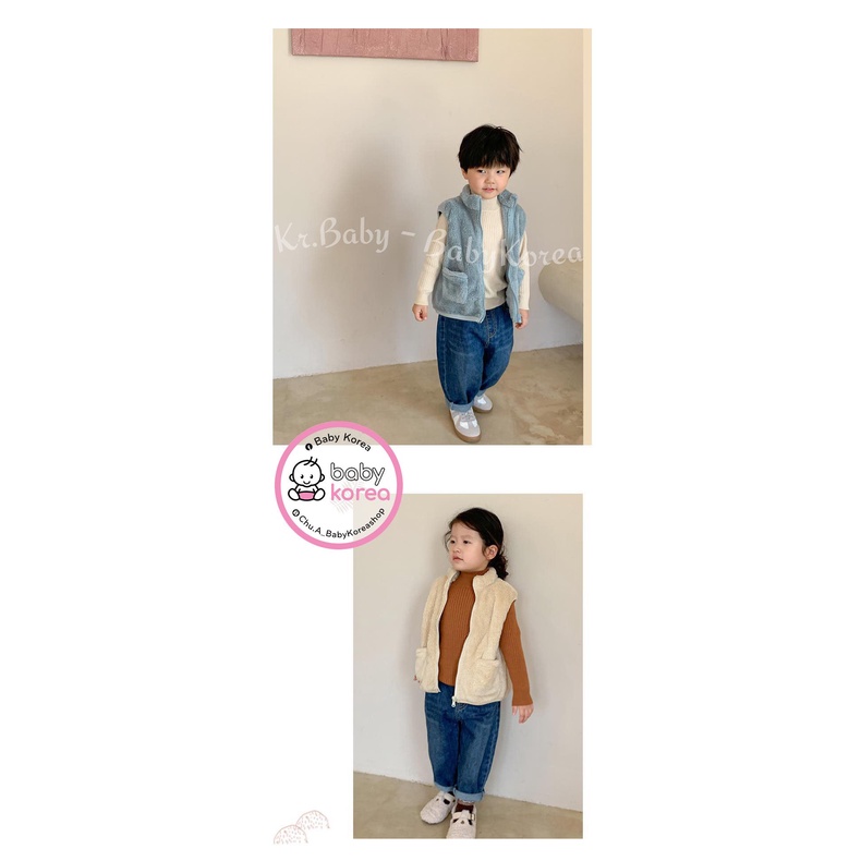 Áo khoác gile lông mềm mịn ấm áp made in Korea cho bé thời trang trẻ em BABYKOREA