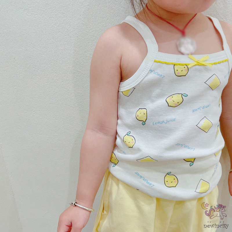 Áo Ba Lỗ Vải Cotton Thoáng Khí In Hoạt Hình Kiểu Hàn Quốc Thời Trang Mùa Hè Dành Cho Bé Gái