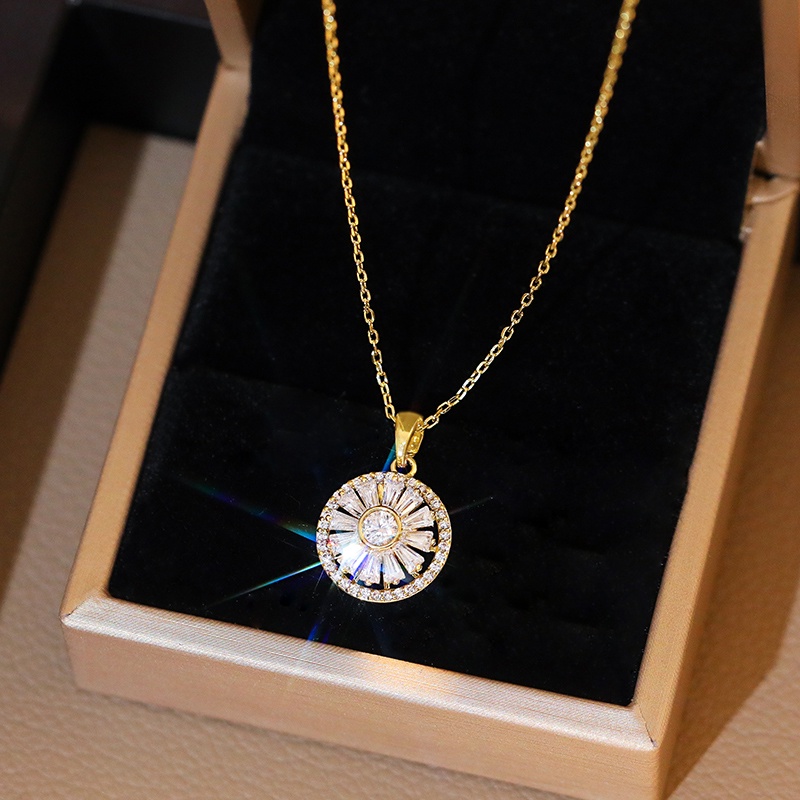 Dây chuyền JIUDUOLAN mặt tròn đính đá zircon sáng bóng sang trọng thời trang cho nữ