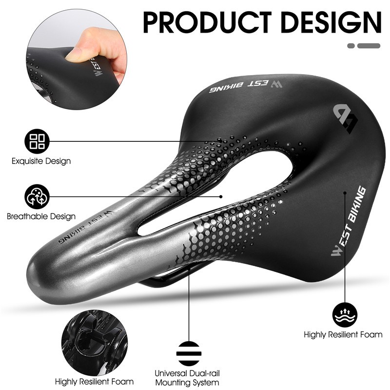 Yên xe đạp leo núi WEST BIKING bằng pu thoáng khí mềm mại tiện dụng