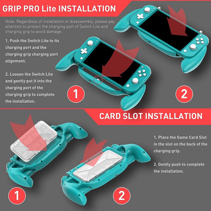 Lammcou Tay Cầm Chơi Game Nintendo Switch Lite 10 Khe Cắm Thẻ Nhớ