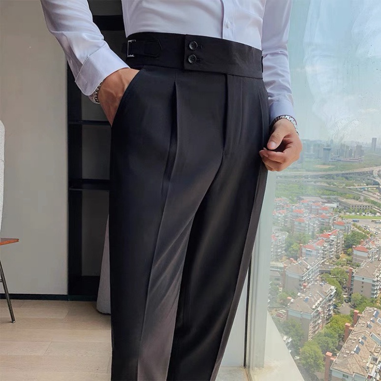 Quần Âu Tây Nam Cạp Cao 2 Khuy, Sidetab Mẫu Mới Cao Cấp,Công Sở Hàn Quốc,Beltless Baggy, Mặc Là Đẹp - Hàng mới về